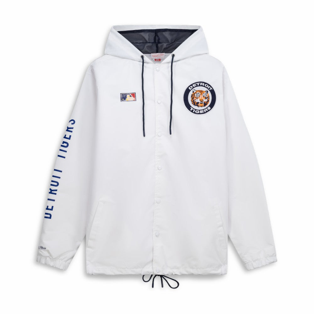 Detroit Tigers Big & Tall Full-Snap Hooded Jacket White | Mitchell & Ness