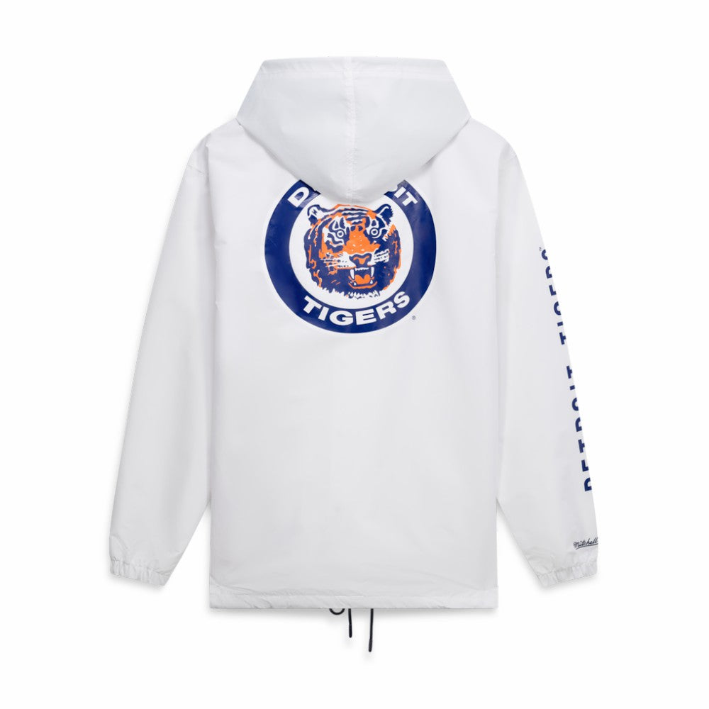 Detroit Tigers Big & Tall Full-Snap Hooded Jacket White | Mitchell & Ness
