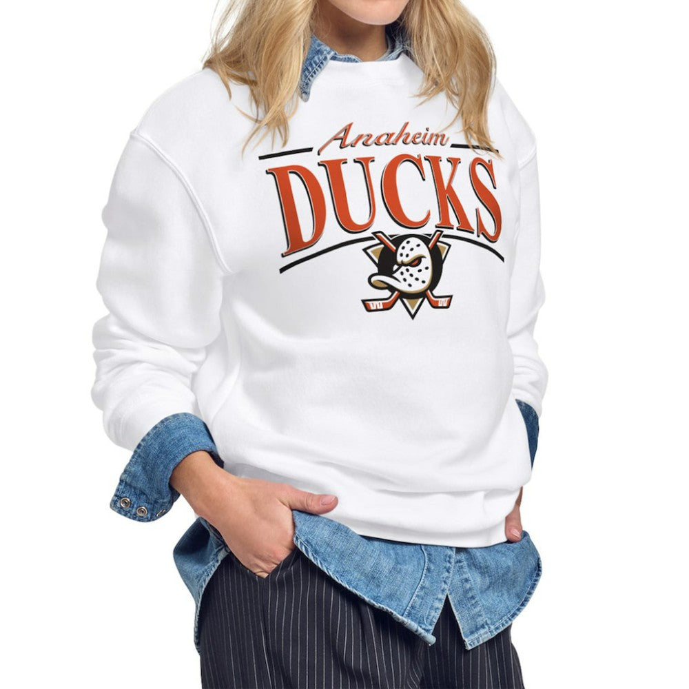 Anaheim Ducks Starter Women's Arch Stripe Fleece Sweatshirt White