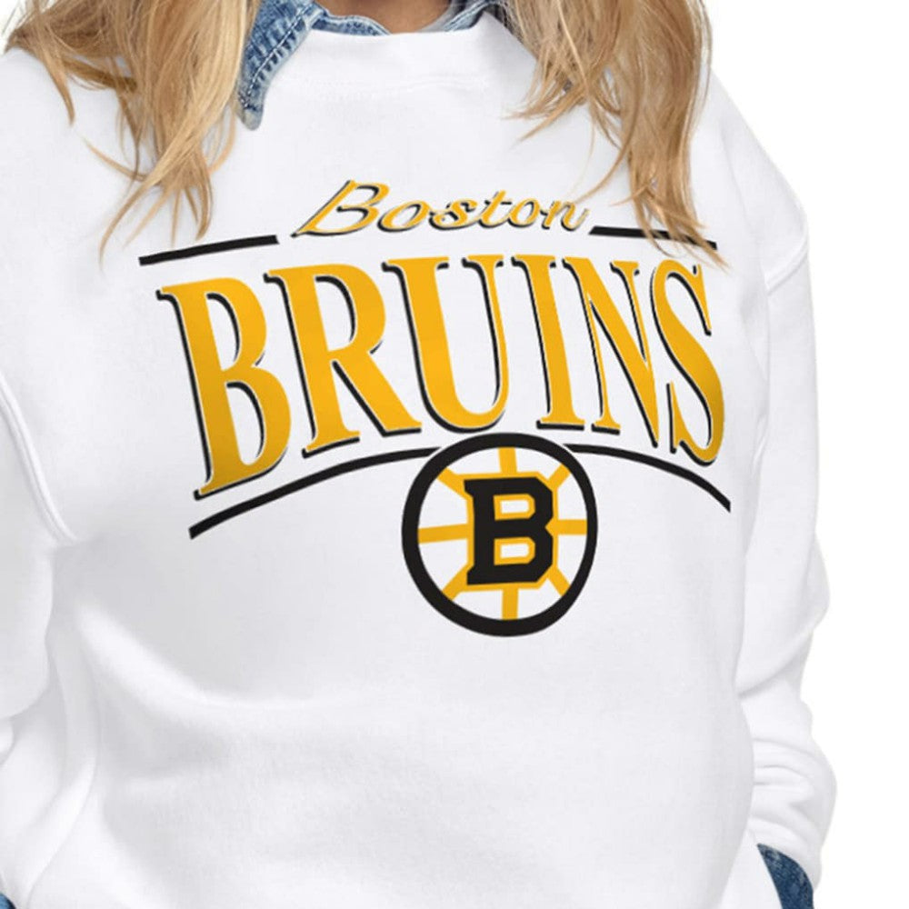 Boston Bruins Starter Women's Arch Stripe Fleece Sweatshirt White