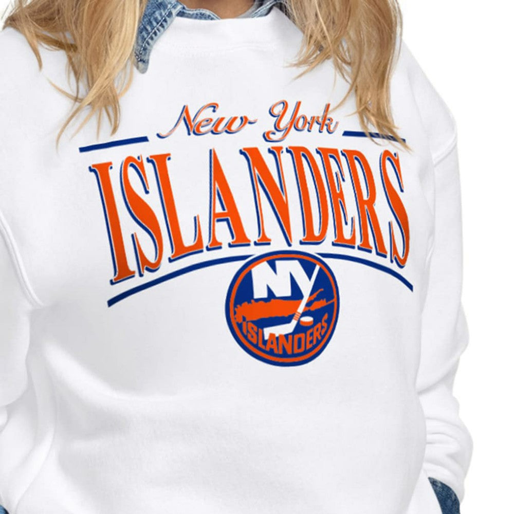 New York Islanders Starter Women's Arch Stripe Fleece Sweatshirt White