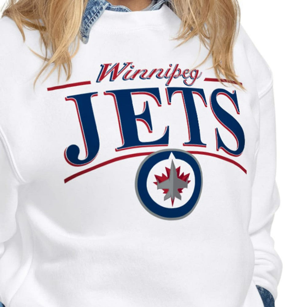 Winnipeg Jets Starter Women's Arch Stripe Fleece Sweatshirt White