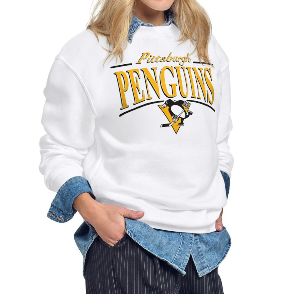 Pittsburgh Penguins Starter Women's Arch Stripe Fleece Sweatshirt White