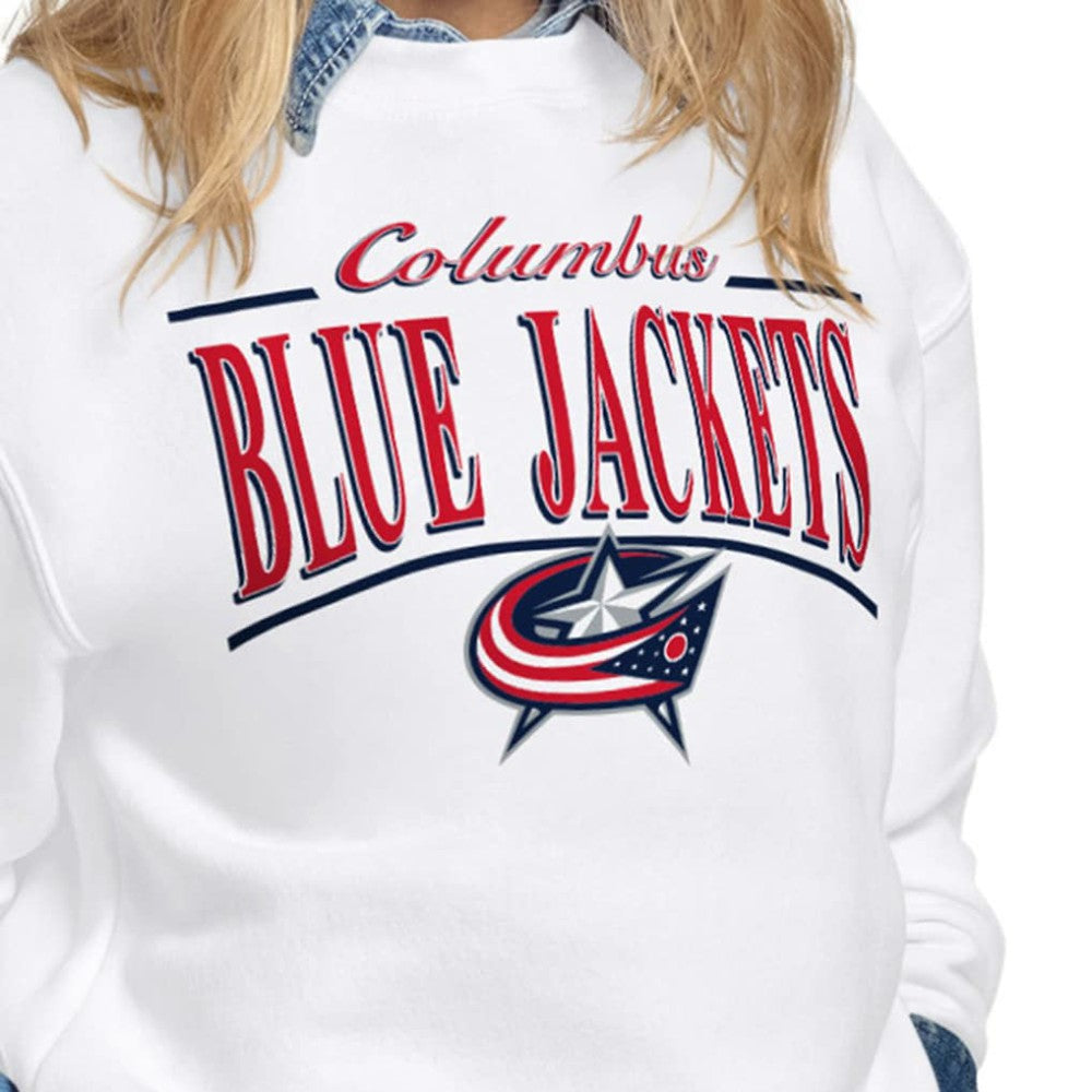 Columbus Blue Jackets Starter Women's Arch Stripe Fleece Sweatshirt White