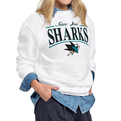 San Jose Sharks Starter Women's Arch Stripe Fleece Sweatshirt White