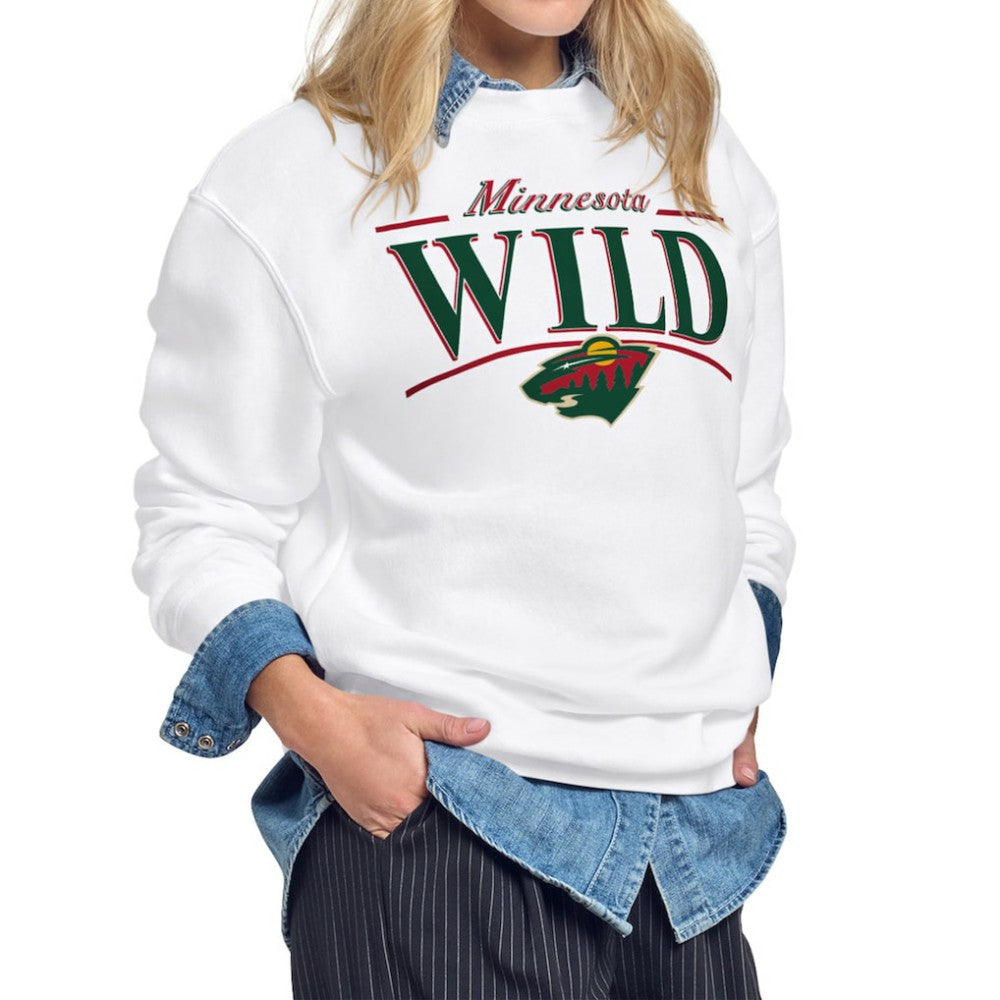 Minnesota Wild Starter Women's Arch Stripe Fleece Sweatshirt White
