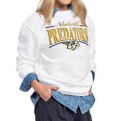 Nashville Predators Starter Women's Arch Stripe Fleece Sweatshirt White