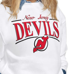 New Jersey Devils Starter Women's Arch Stripe Fleece Sweatshirt White