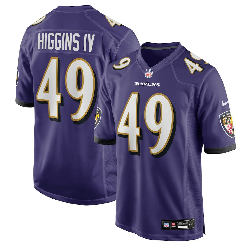 Jay Higgins IV Baltimore Ravens Team Game Jersey - Purple