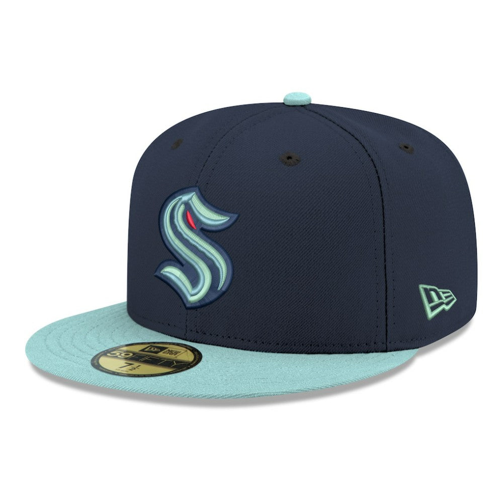 Seattle Kraken New Era Core Logo Two-Tone 59FIFTY Fitted Hat Navy