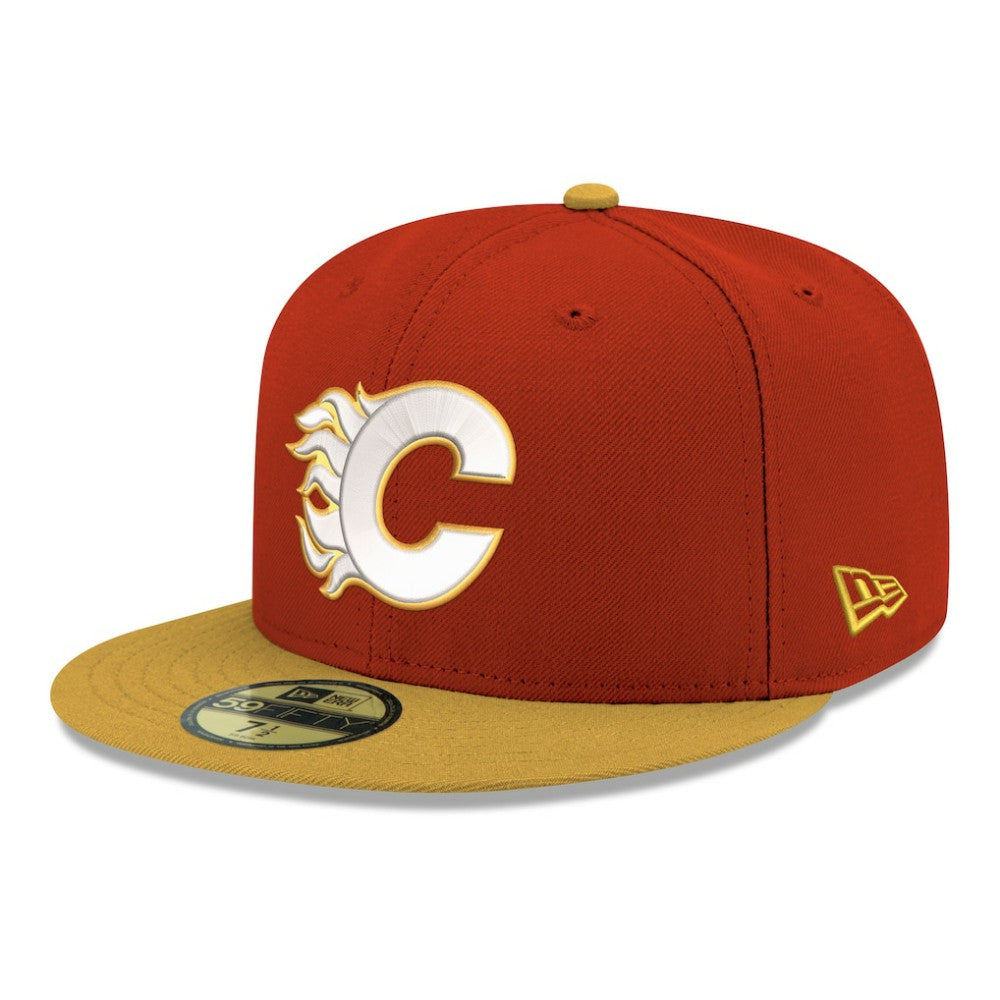 Calgary Flames New Era Core Logo Two-Tone 59FIFTY Fitted Hat Red