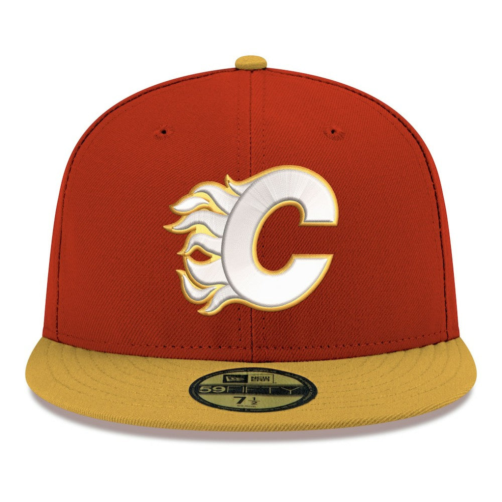 Calgary Flames New Era Core Logo Two-Tone 59FIFTY Fitted Hat Red