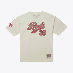 Ken Griffey Jr. Cincinnati Reds Cooperstown Collection Throwback Name & Number T-Shirt Cream | Mitchell & Ness