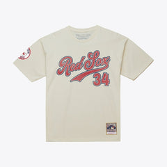 David Ortiz Boston Red Sox Cooperstown Collection Throwback Name & Number T-Shirt Cream | Mitchell & Ness