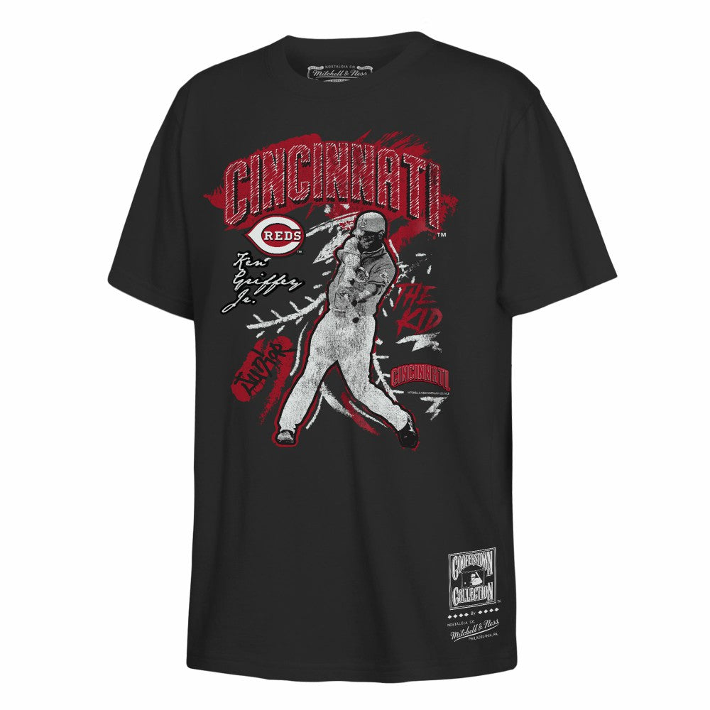 Ken Griffey Cincinnati Reds Youth Chalked Up Player T-Shirt Black | Mitchell & Ness