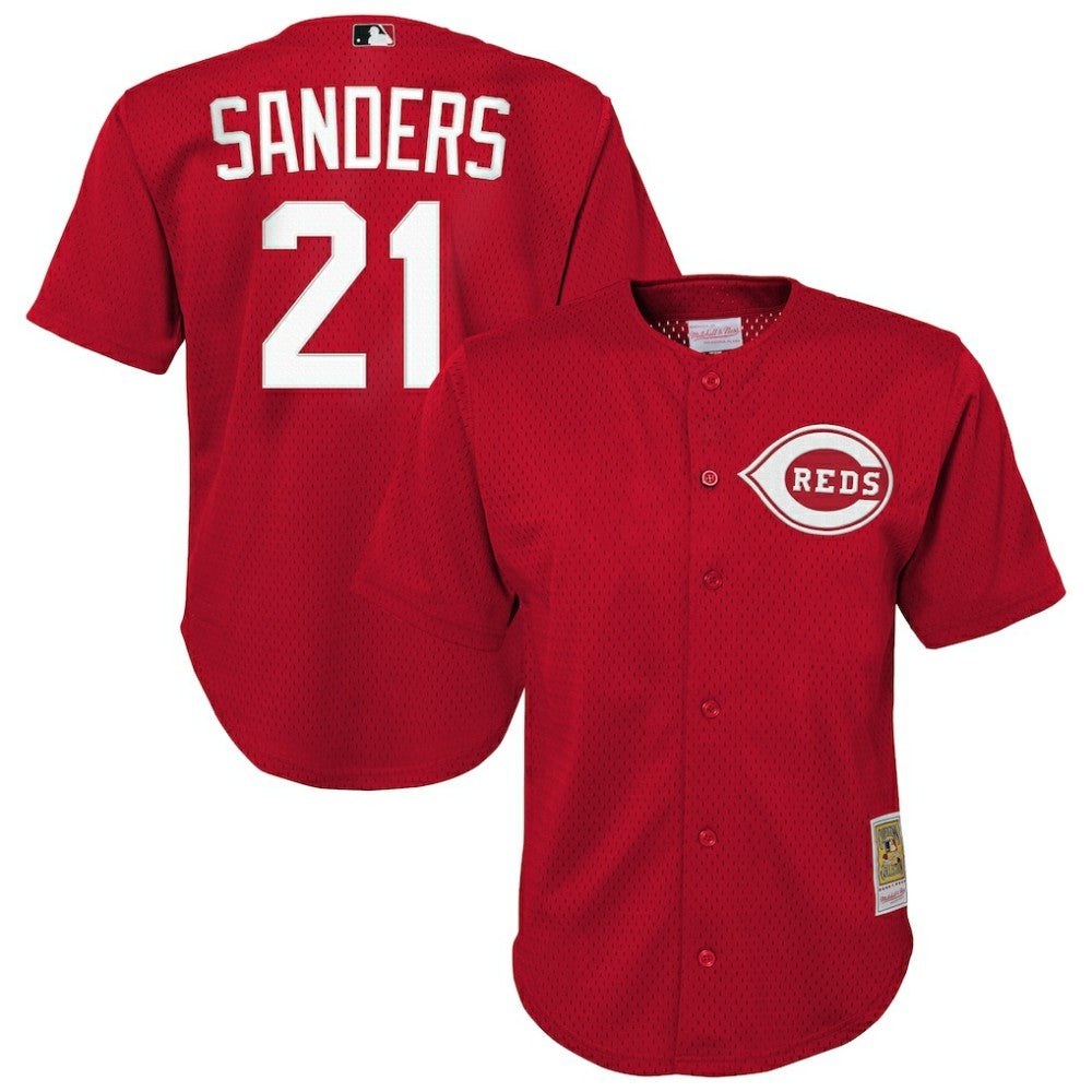 Deion Sanders Cincinnati Reds Youth Cooperstown Mesh Batting Practice Jersey Red | Mitchell & Ness
