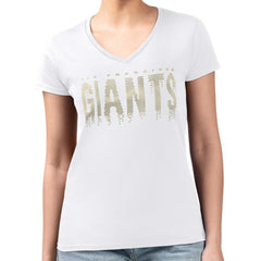 San Francisco Giants G-III 4Her by Carl Banks Women's Metallic Drop Lightweight V-Neck T-Shirt White