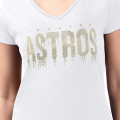 Houston Astros G-III 4Her by Carl Banks Women's Metallic Drop Lightweight V-Neck T-Shirt White