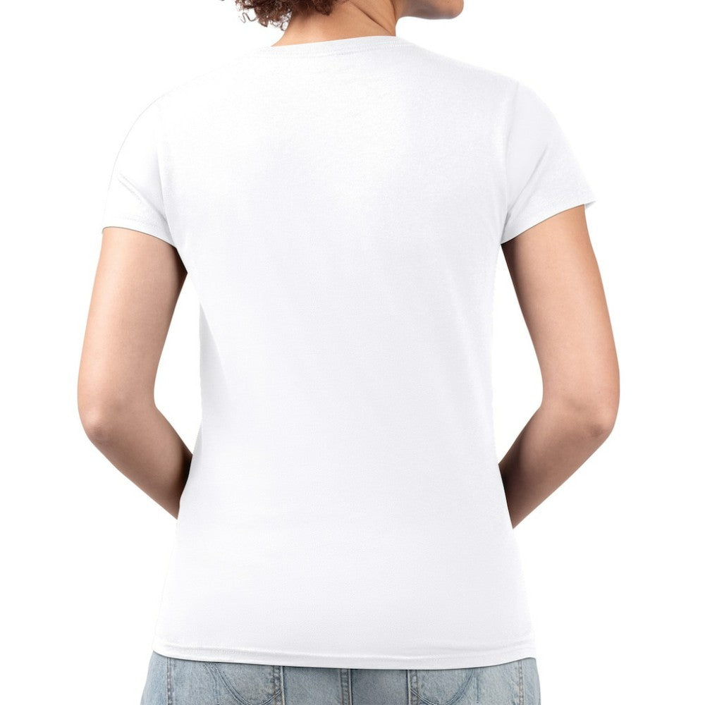 Athletics G-III 4Her by Carl Banks Women's Metallic Drop Lightweight V-Neck T-Shirt White