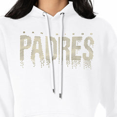 San Diego Padres G-III 4Her by Carl Banks Women's Metallic Drop Fleece Hoodie White