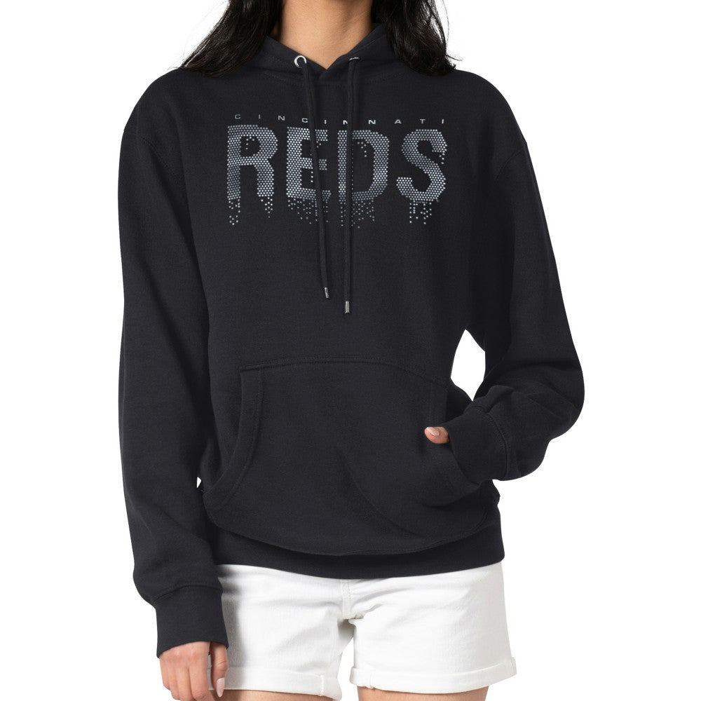 Cincinnati Reds G-III 4Her by Carl Banks Women's Metallic Drop Fleece Hoodie Black