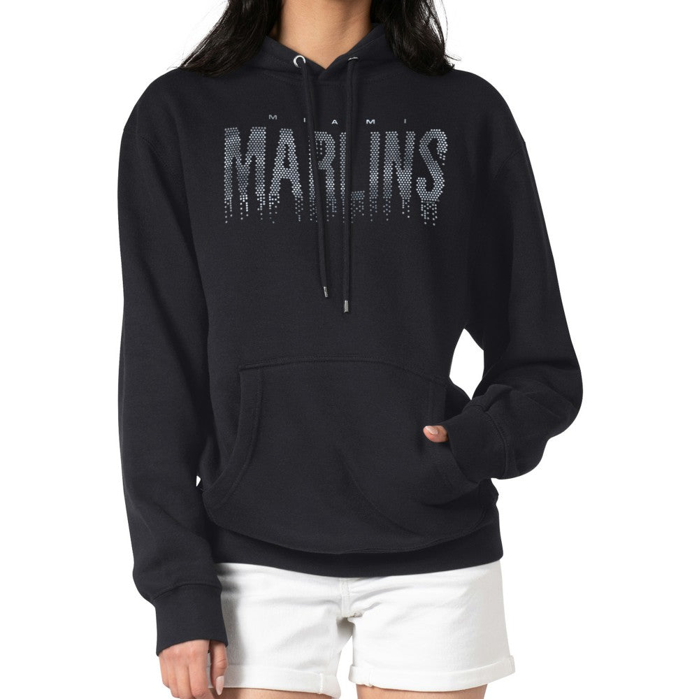 Miami Marlins G-III 4Her by Carl Banks Women's Metallic Drop Fleece Hoodie Black