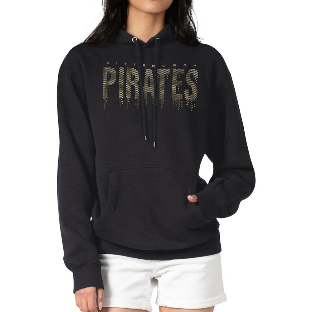 Pittsburgh Pirates G-III 4Her by Carl Banks Women's Metallic Drop Fleece Hoodie Black