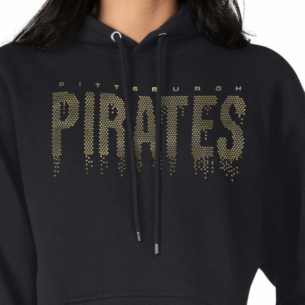 Pittsburgh Pirates G-III 4Her by Carl Banks Women's Metallic Drop Fleece Hoodie Black