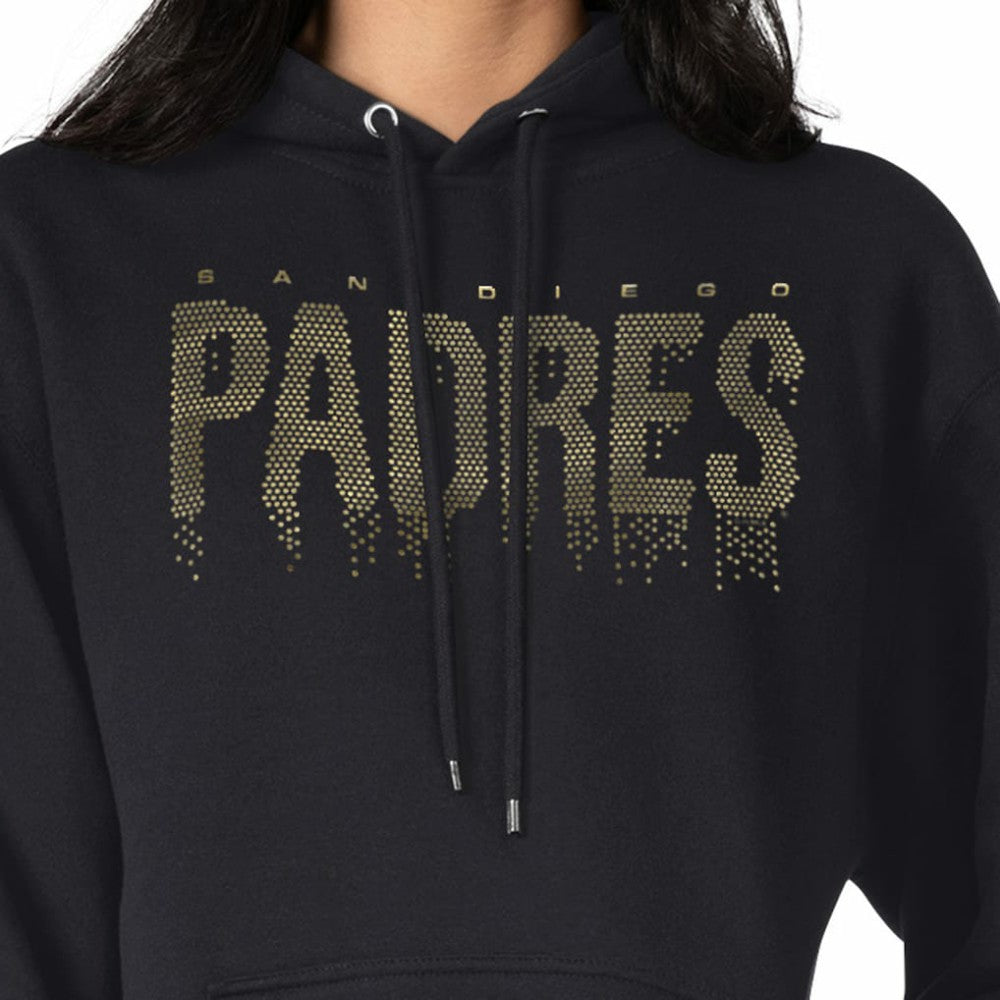 San Diego Padres G-III 4Her by Carl Banks Women's Metallic Drop Fleece Hoodie Black