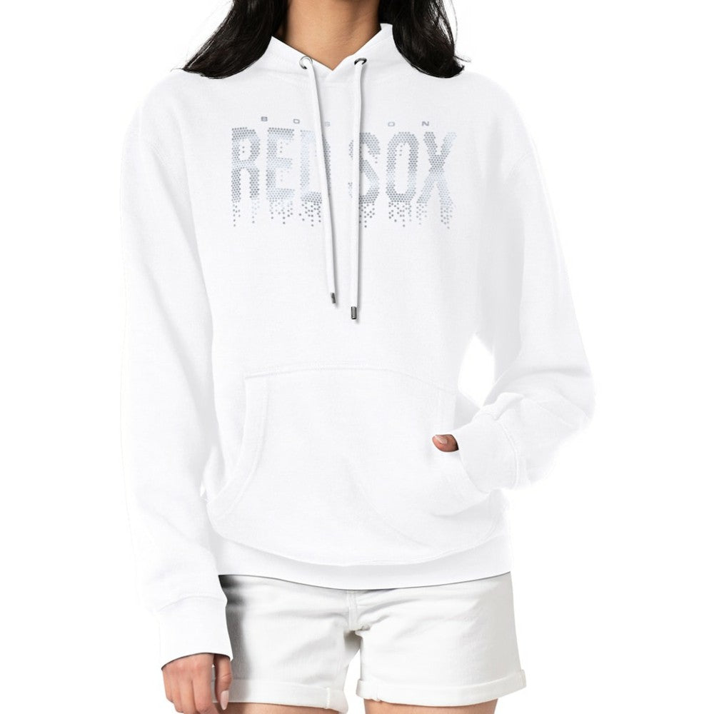 Boston Red Sox G-III 4Her by Carl Banks Women's Metallic Drop Fleece Hoodie White