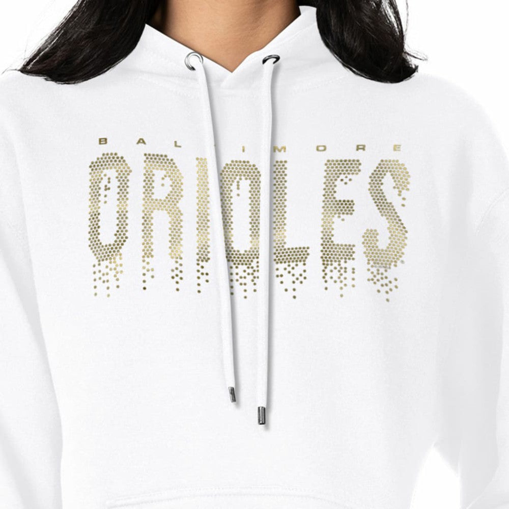 Baltimore Orioles G-III 4Her by Carl Banks Women's Metallic Drop Fleece Hoodie White