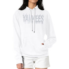 New York Yankees G-III 4Her by Carl Banks Women's Metallic Drop Fleece Hoodie White
