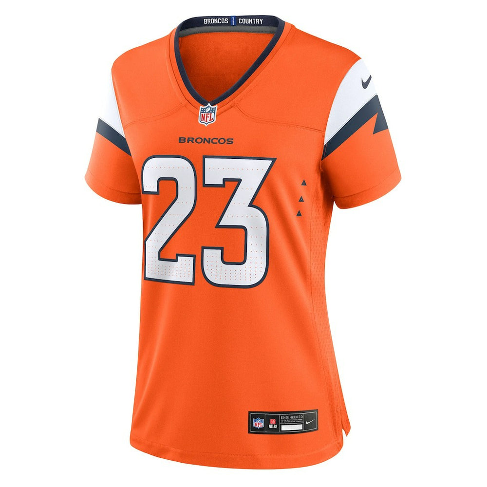 Jahdae Barron Denver Broncos Women's Team Game Jersey - Orange
