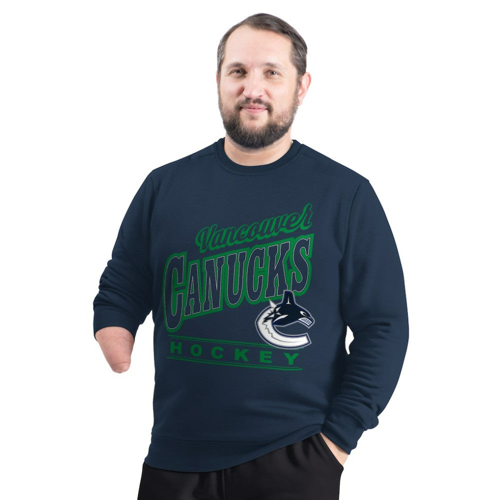 Vancouver Canucks G-III Sports by Carl Banks Adaptive Headliner Fleece Sweatshirt Navy