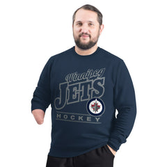 Winnipeg Jets G-III Sports by Carl Banks Adaptive Headliner Fleece Sweatshirt Navy