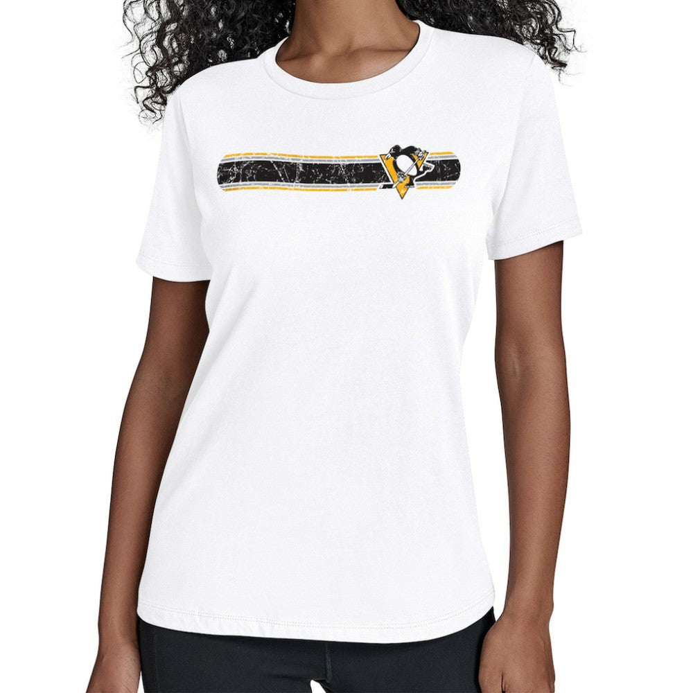 Pittsburgh Penguins Starter Women's Team Stripe T-Shirt White