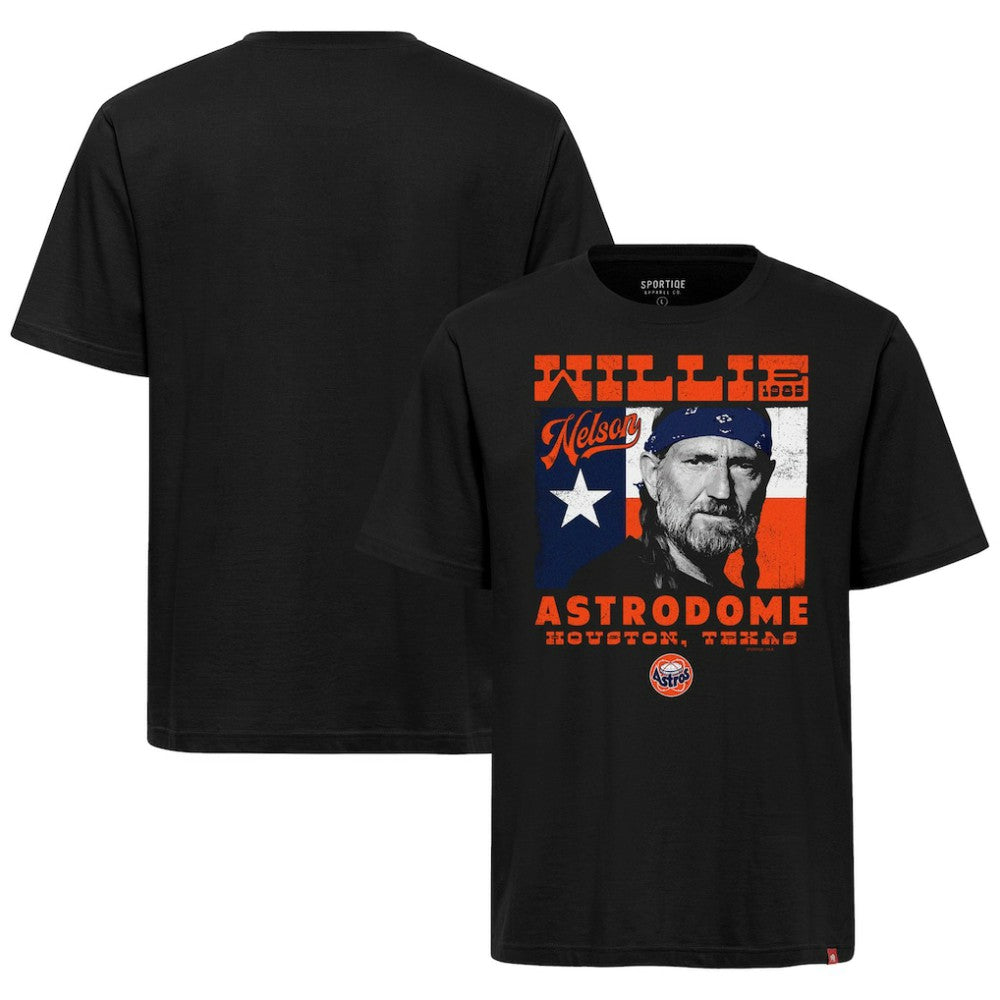 Houston Astros x Willie Nelson Sportiqe Unisex Astrodome Tri-Blend T-Shirt Black