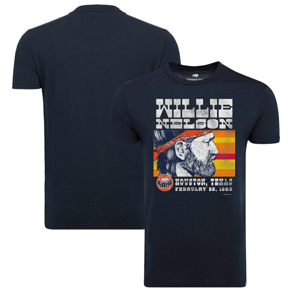 Houston Astros x Willie Nelson Sportiqe Unisex Comfy Tri-Blend T-Shirt Navy