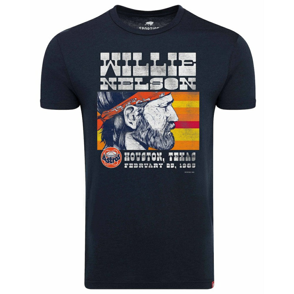 Houston Astros x Willie Nelson Sportiqe Unisex Comfy Tri-Blend T-Shirt Navy