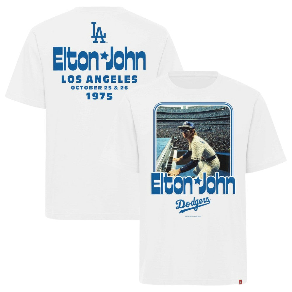 Los Angeles Dodgers x Elton John Sportiqe Unisex  Duke Oversized T-Shirt White