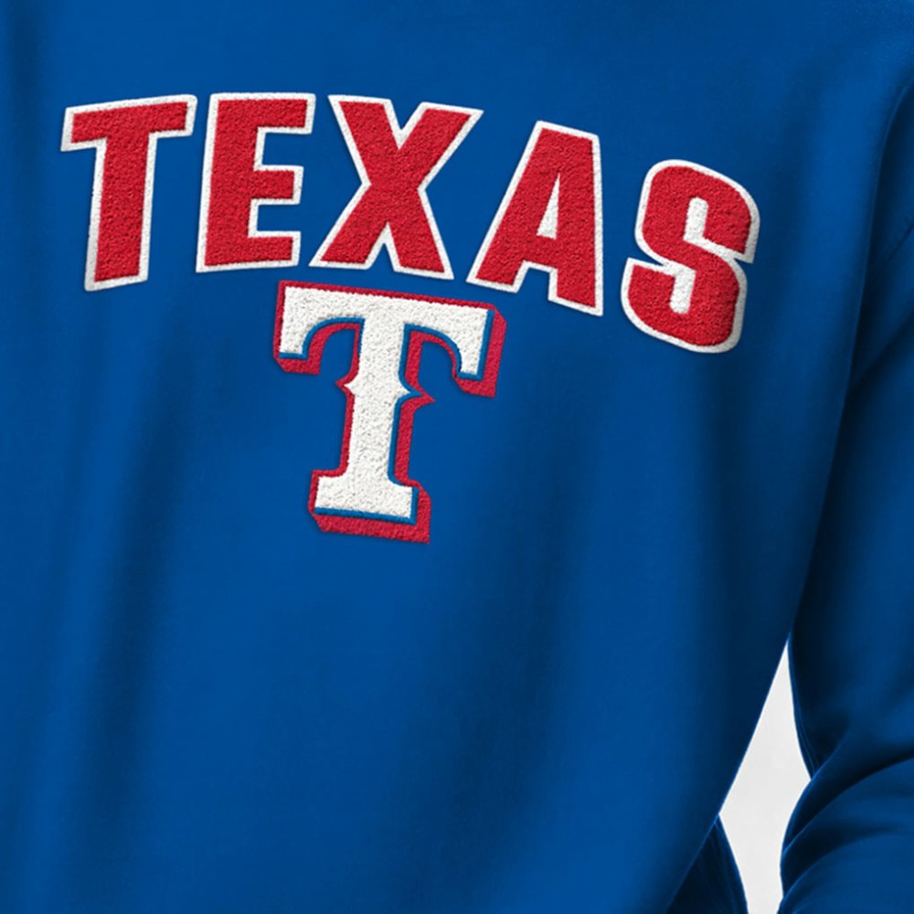 Texas Rangers Champion Reverse Weave Chenille Sweatshirt Royal