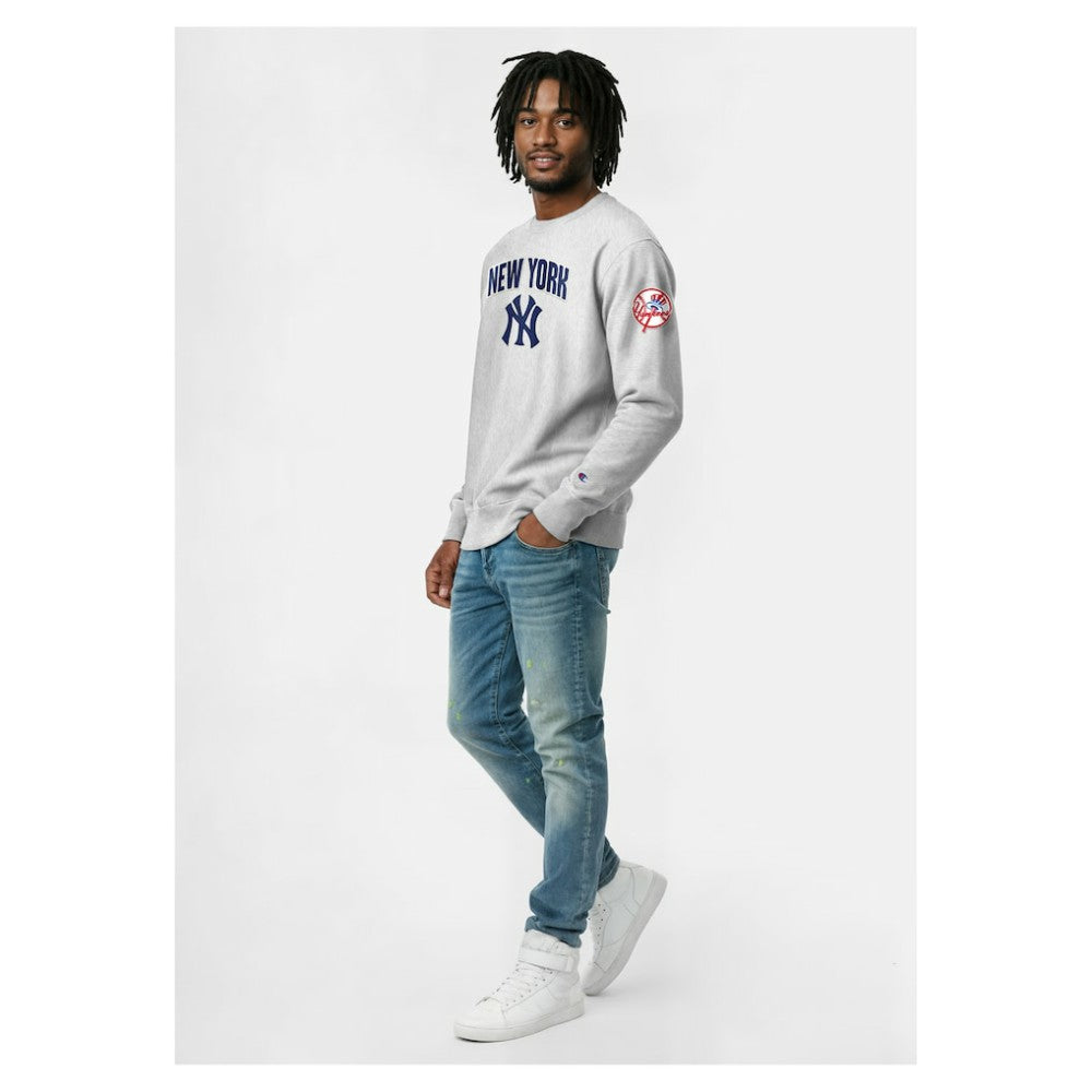 New York Yankees Champion Reverse Weave Chenille Sweatshirt Gray