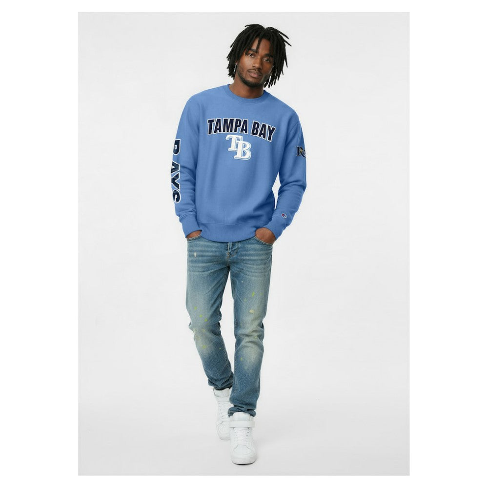 Tampa Bay Rays Champion Reverse Weave Chenille Sweatshirt Light Blue