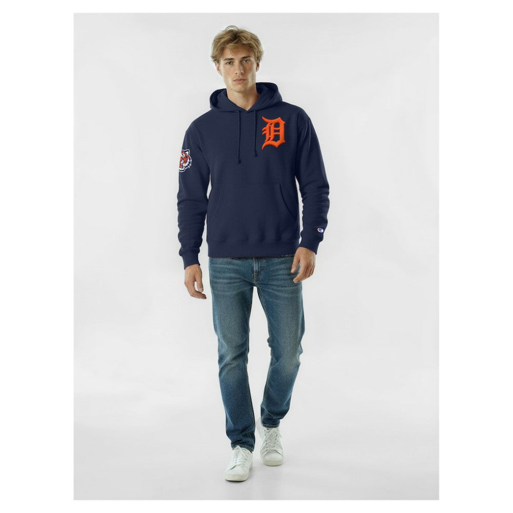 Detroit Tigers Champion Reverse Weave Chenille Hoodie Navy