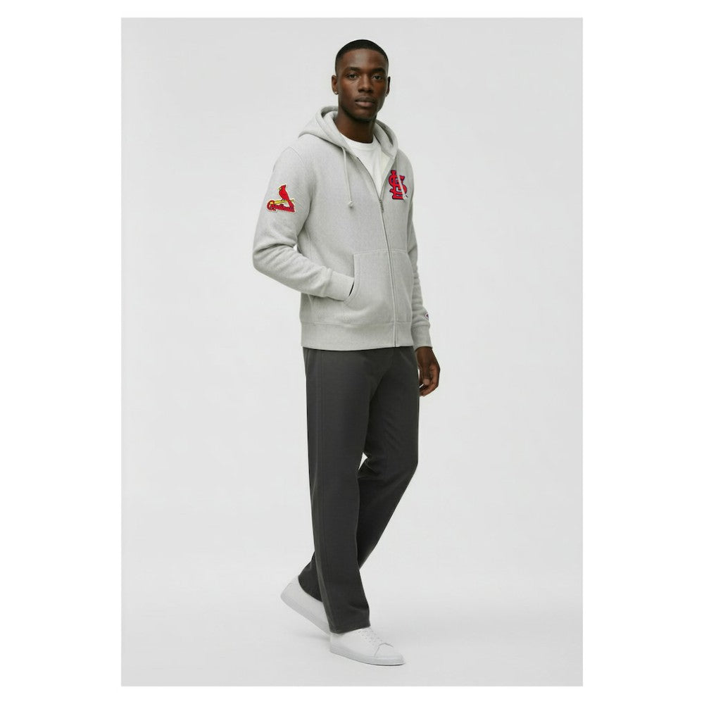 St. Louis Cardinals Champion Reverse Weave Chenille Full-Zip Hoodie Gray