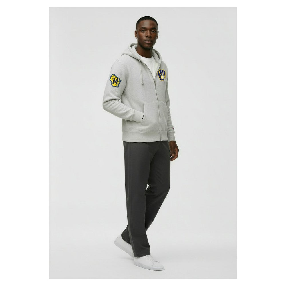 Milwaukee Brewers Champion Reverse Weave Chenille Full-Zip Hoodie Gray