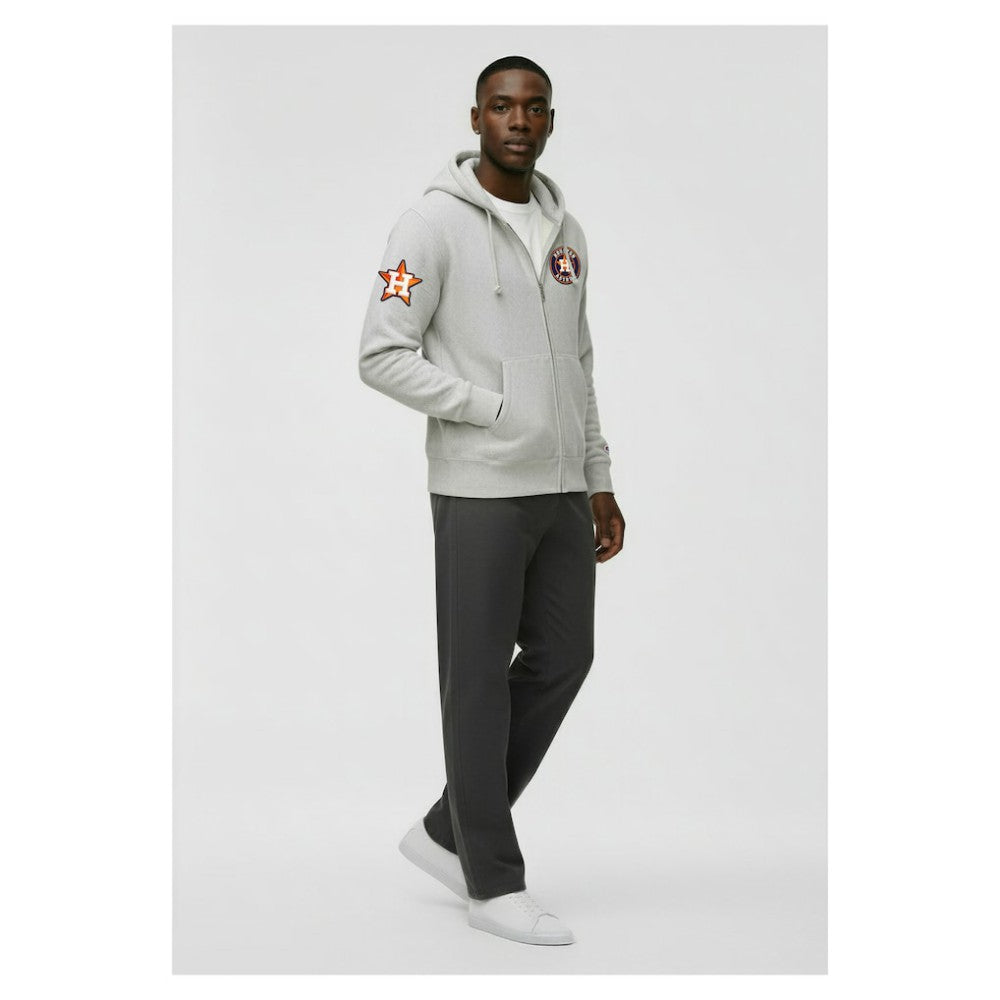 Houston Astros Champion Reverse Weave Chenille Full-Zip Hoodie Gray