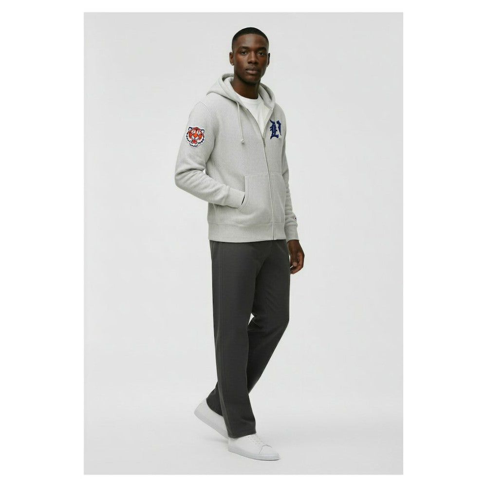 Detroit Tigers Champion Reverse Weave Chenille Full-Zip Hoodie Gray