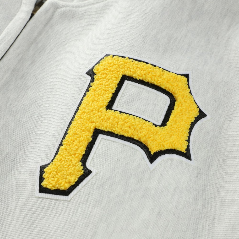 Pittsburgh Pirates Champion Reverse Weave Chenille Full-Zip Hoodie Heather Gray