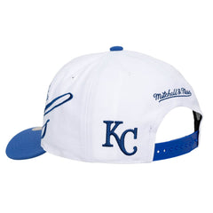 Kansas City Royals Unisex XL Script Pro Crown Snapback Hat White/Royal | Mitchell & Ness